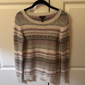 GAP Gray, Cream, and Pink Fair Isle Sweater